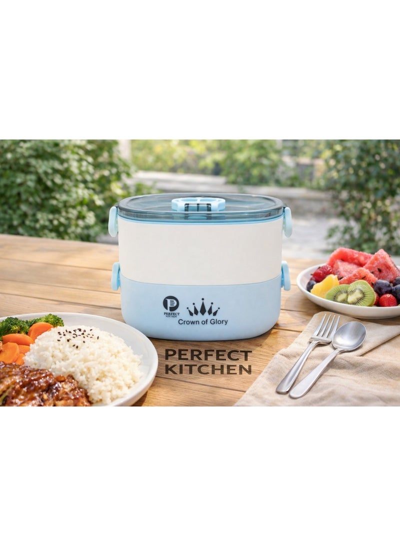 بيرفكت كيتشن علبة غداء مزدوجة الطبقات 1500 مل - أزرق - Image 1